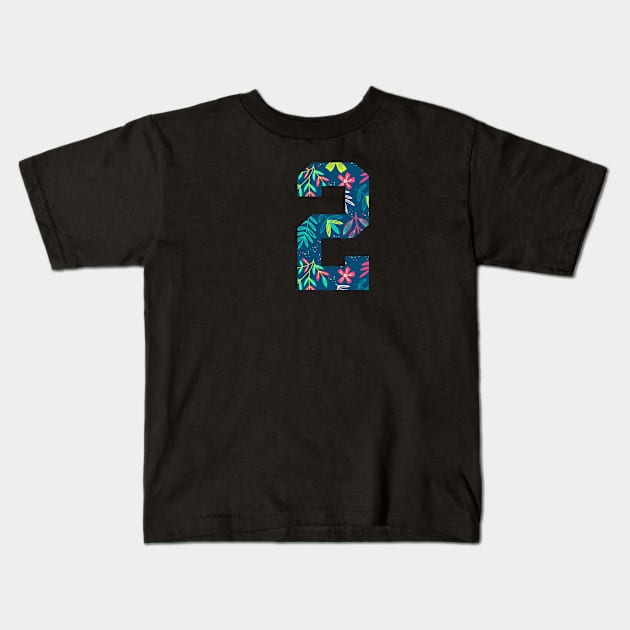 Floral Number 2 Kids T-Shirt by Ericokore